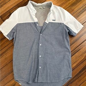 Vans Men's Casual Blue and White Shirt